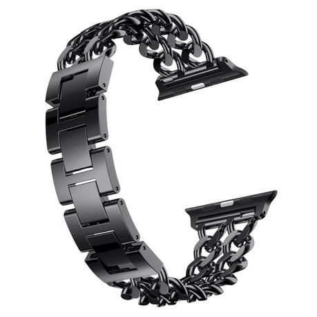 Chain Interlaced Metallic Watch Strap For Apple - Black Image