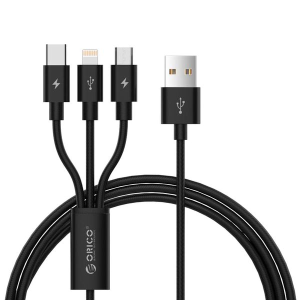 Orico 3in1 Micro USB | Type-C | Lightning 1.2m ChargeSync Cable - Black