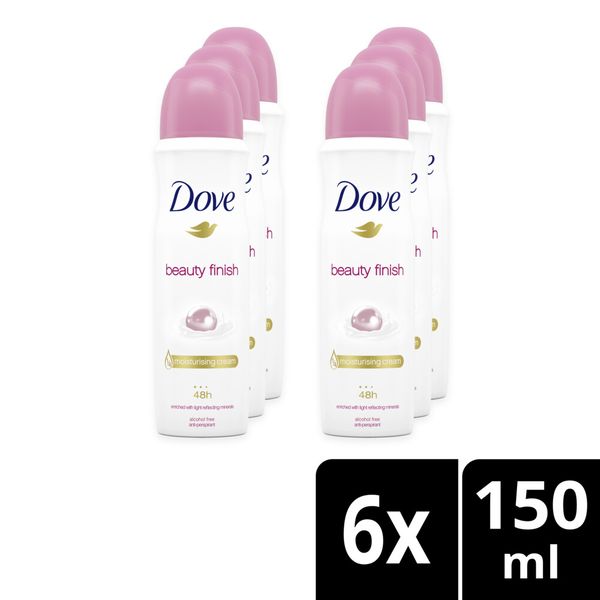 Dove Beauty Finish Antiperspirant Deodorant Body Spray 6x150ml