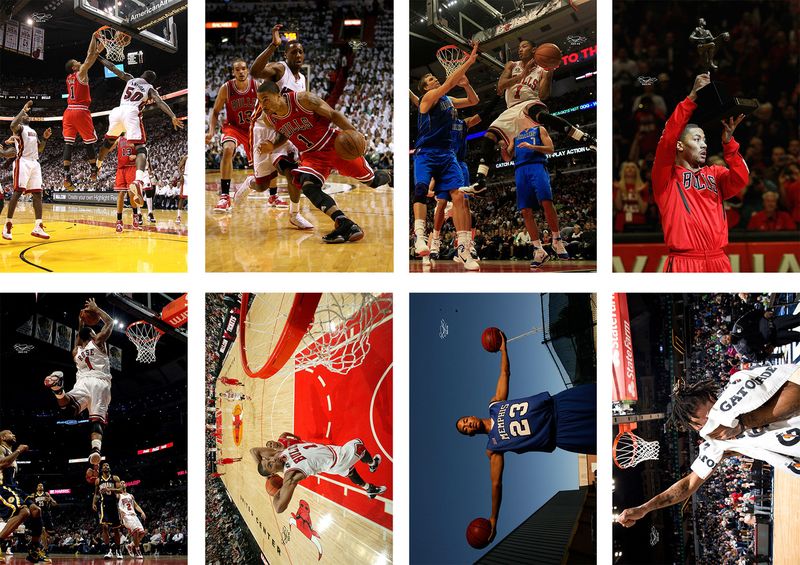 8 Pieces NBA Derrick Rose Posters Frameless 11.5x16.5 Inch