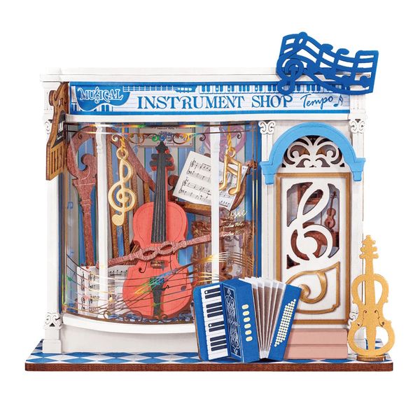 Robotime Rolife Melody Instrument Shop DIY Mini Store (63 Pieces)