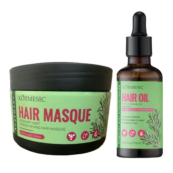 Kormesic Rosemary Mint Hair Masque and Oil Set