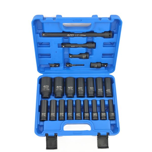 AIYI 22-Piece 1/2 Inch Impact Socket Set - Sizes 10-32mm AY017-074
