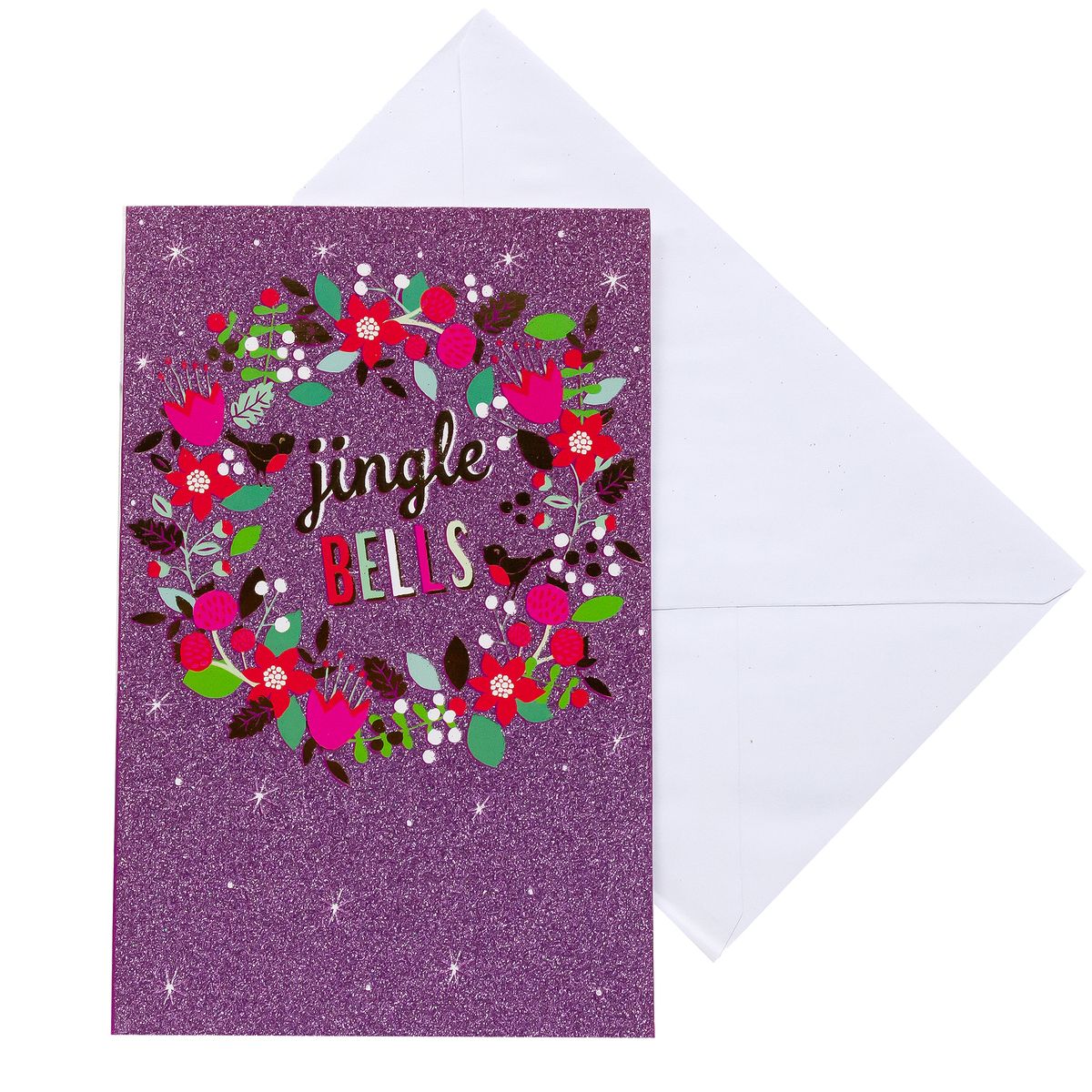 Christmas Card - Purple Glitter