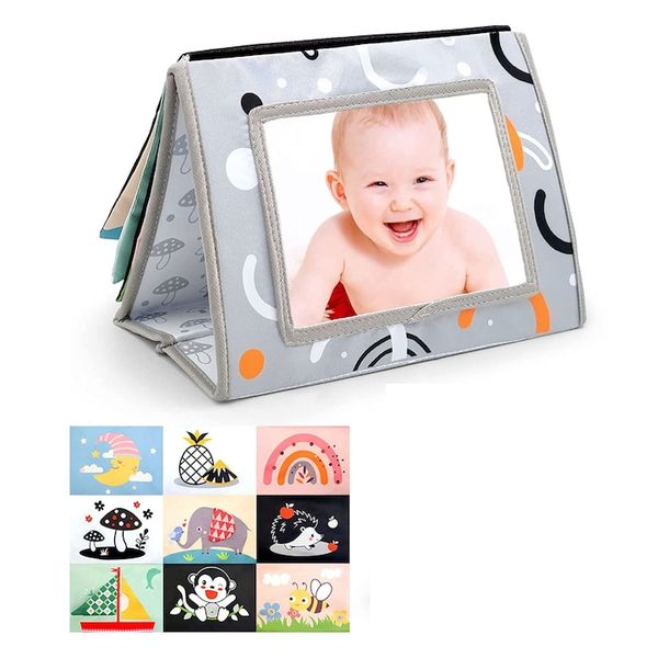 Baby Montessori Sensory Toy , With Mirror And Rustling Pages, Tummy Time