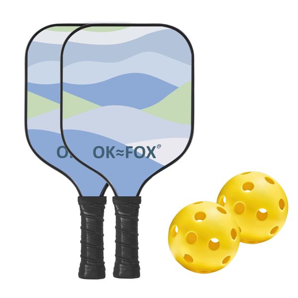 2 Rackets Pickleball Paddles Set with 2 Outdoor Balls