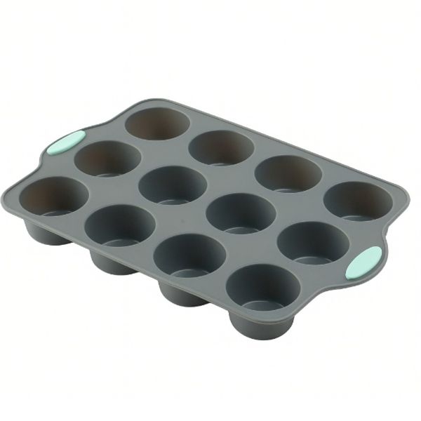 Non-Stick Silicone 12-Cup Baking Tray - Grey