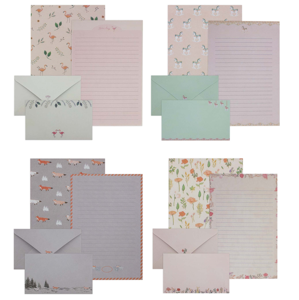 Treeline Assorted Pack of Writing Paper &amp; Envelopes - Nature Themed Pink