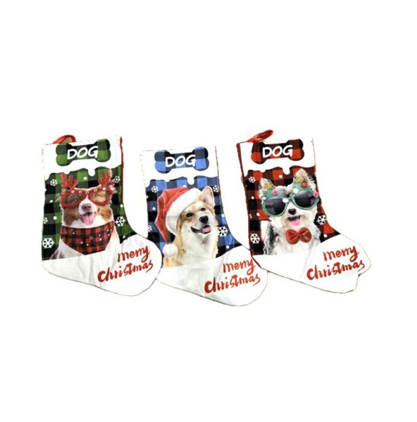 3 Christmas Socks Designs Dog mixed colors.