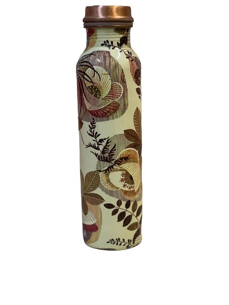 Pure Copper White Cream print 100% Water Bottle 1 Litter