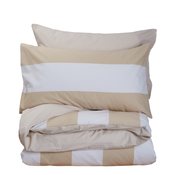 Room Service Polycotton Reversible Striped Duvet Cover Set - 144TC