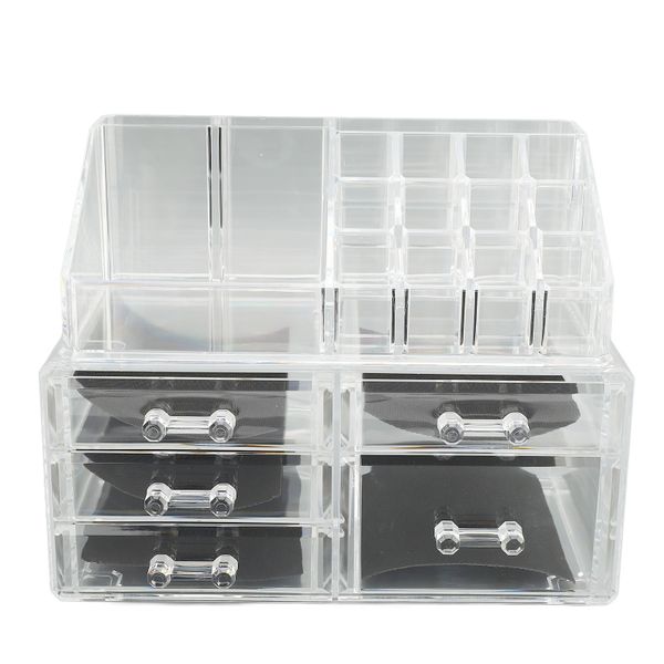 5-Drawer 1-Tray Stackable Clear Bathroom Makeup Organizer Storage Box