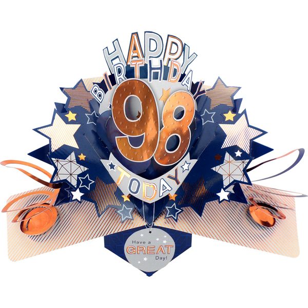 Happy 98th Birthday 3D Pop Up Card - Male