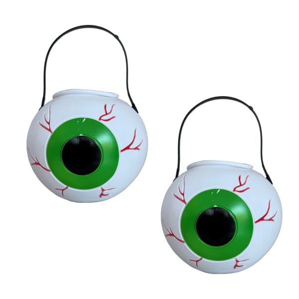 Halloween Eyeball Candy Bucket with Lid (15cm) Set of 2