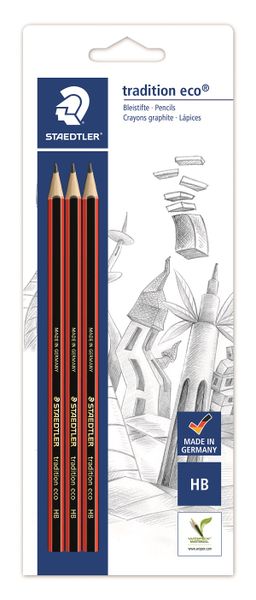 Staedtler Tradition Eco HB Pencils - Blister of 3