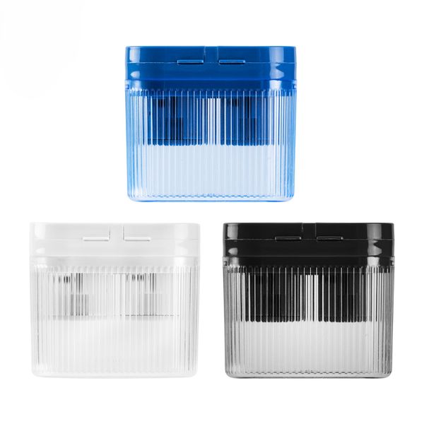 2-Hole Plastic Pencil Sharpener - 3pack (Black ,Blue &amp; White)