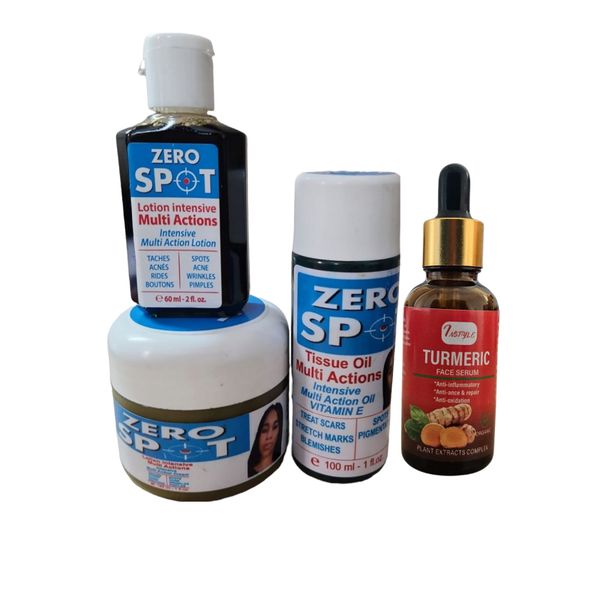 Zero Spot Multi-Action- Lotion, Cream, Tissue Oil &amp; Tumeric Face Serum