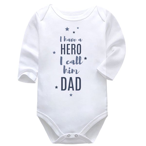 I Have A Hero Father's Day Baby Vest Bodysuit Onesie Long Sleeve