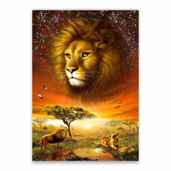 African Savanna Lion Decorative Poster - A1