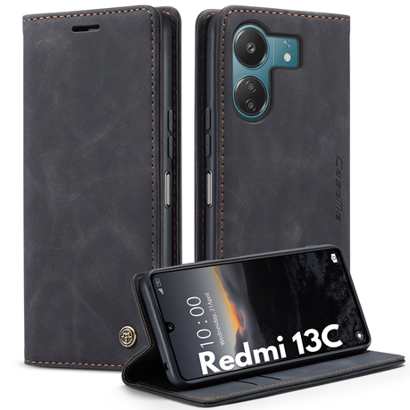 Retro Flip Case Compatible with Redmi 13C Leather Wallet Cover Image
