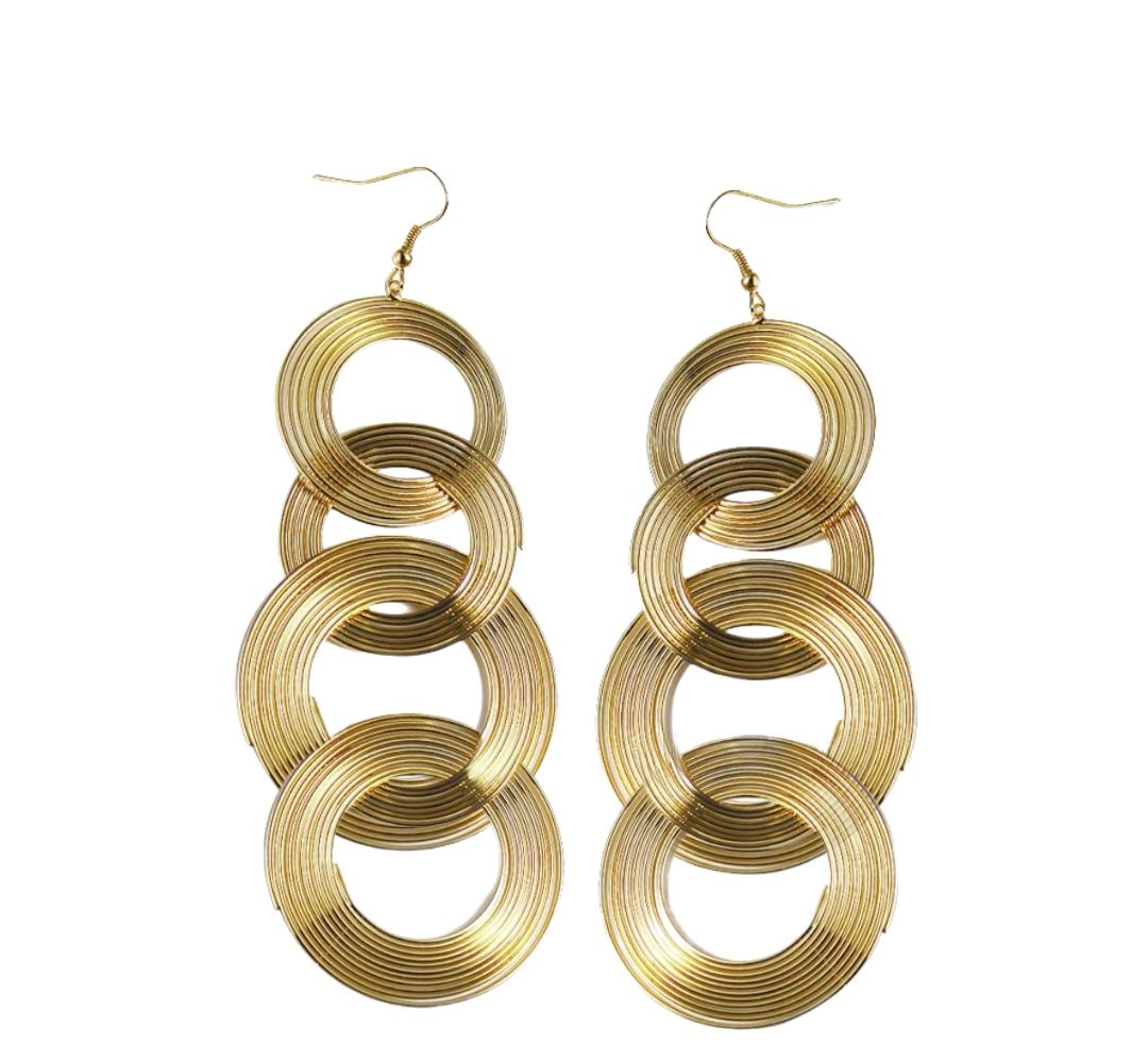 Hammered Stainless Steel Gold Quadruple Hoop Earrings Buy Online in South Africa