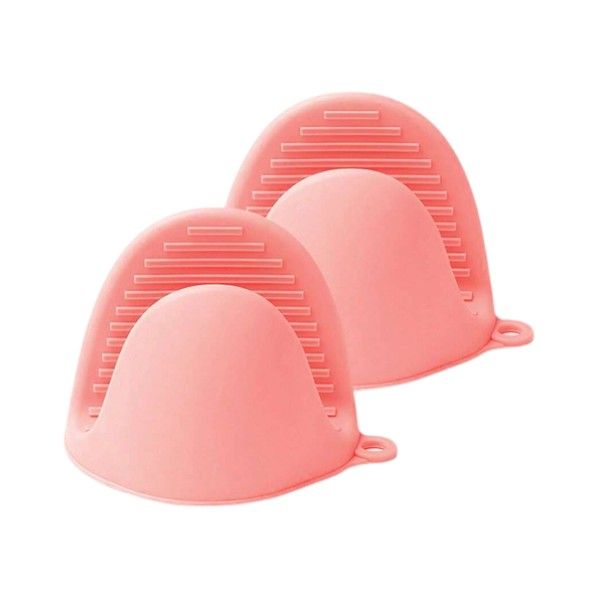 2 Piece - Silicone Oven Mitts With Non-Slip Grip Texture - Blue
