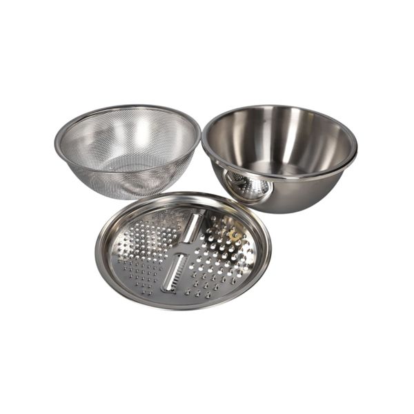 3-Piece Stainless Steel Mixing Bowl Set with Colander &amp; Grater Lid