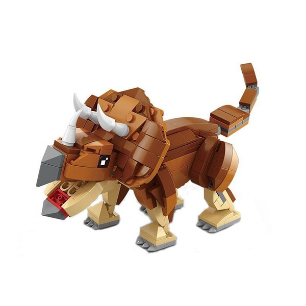 Pack Of 292 Pieces Prehistoric Dinosaur Building Blocks Toy - Triceratops