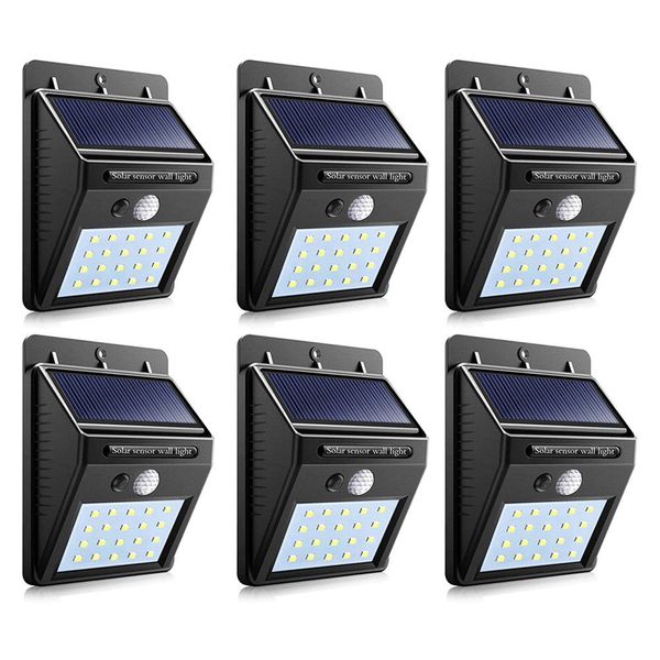 Pack of 6 Motion Night Sensor Solar LED Wall Light