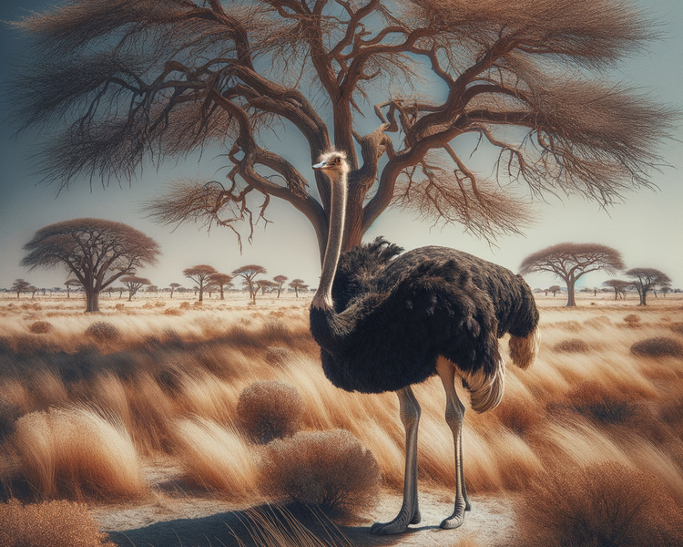 Canvas Wall Art Decor - Ostrich In The Wild Artwork