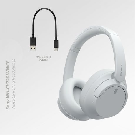 Sony WH-CH720 Wireless Noise Cancelling Over-Ear Headphones (White