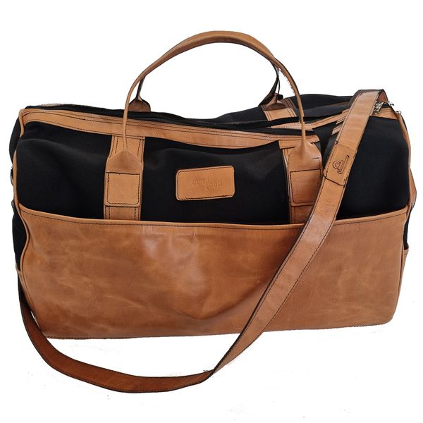 Genuine Leather and Canvas Duffel Bag - Cabin Charcoal