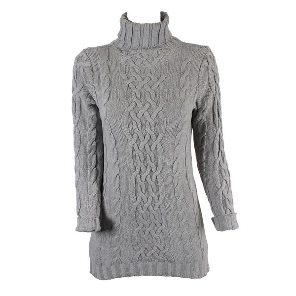 Blackcherry Chunky Knit Grey Polo Dress