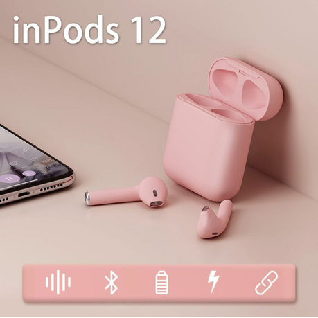 i12 TWS Wireless Bluetooth Ear Pods With Charging Box Pink Shop