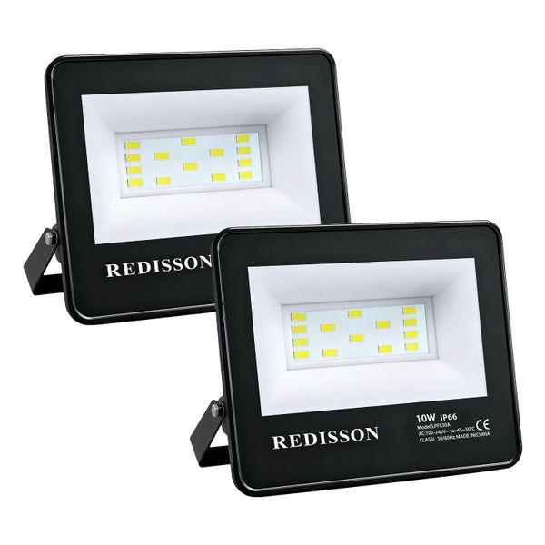 Redisson 2 Pack 10W LED Floodlight IP66 Waterproof Flood Light for Outdoor