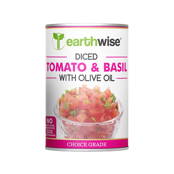 Diced Tomato &amp; Basil With Olive Oil 400g 12 Pack - Earthwise