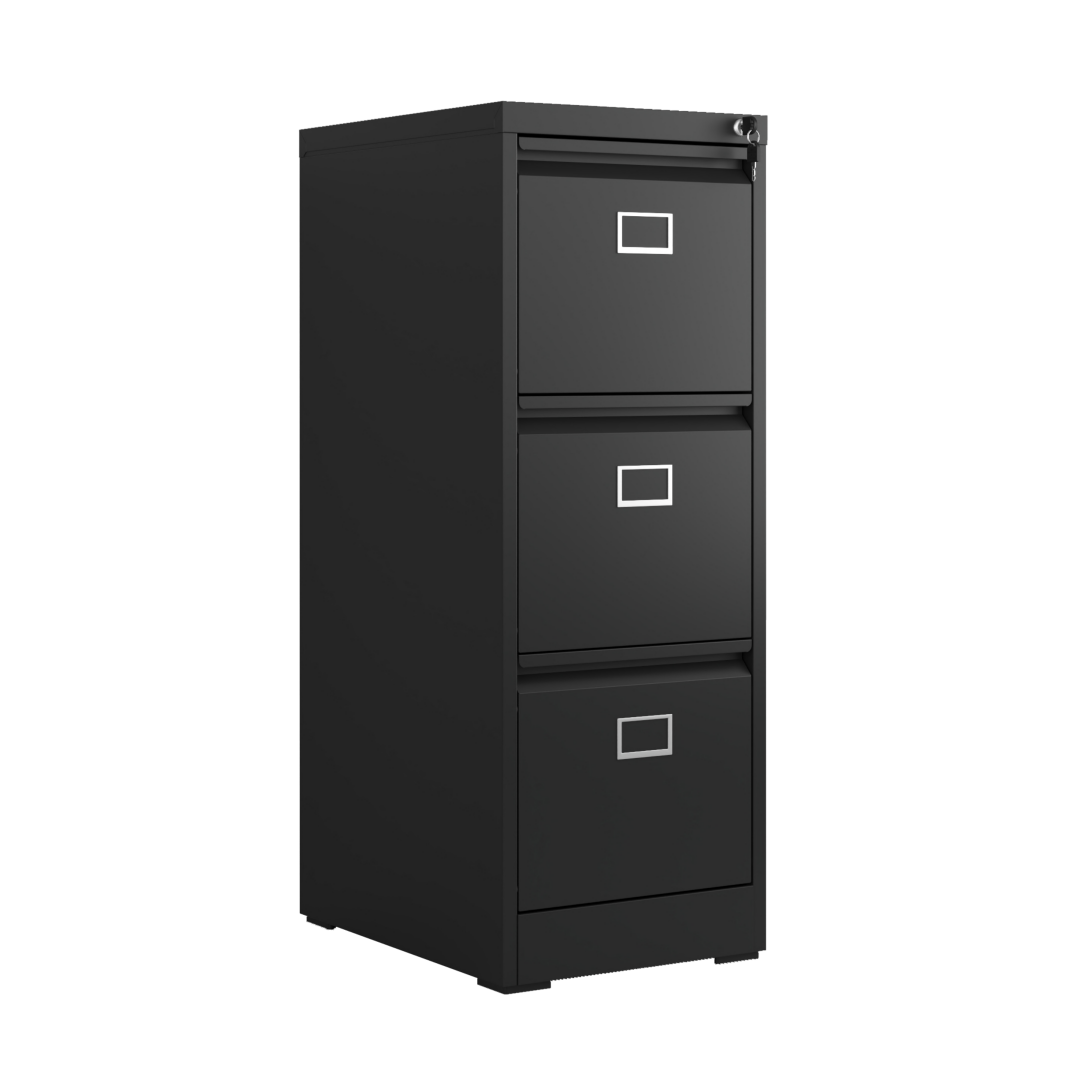 Steel Big Size Vertical 3 Drawer Filing Cabinet Swan Handle With Card Slot