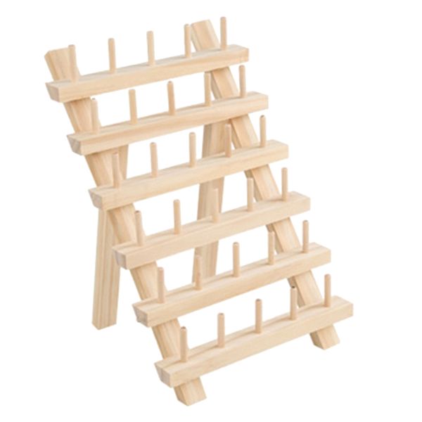 30 Spools Foldable Wooden Sewing Embroidery Thread Holder Rack Organizer