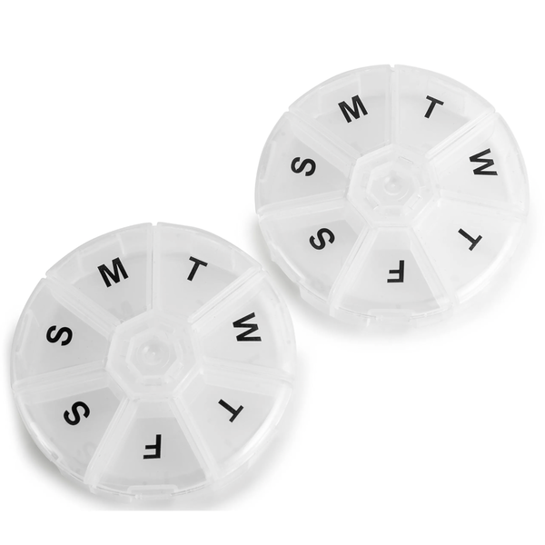 Portable Daily Pill Organiser Box and Dispenser - Set of 2