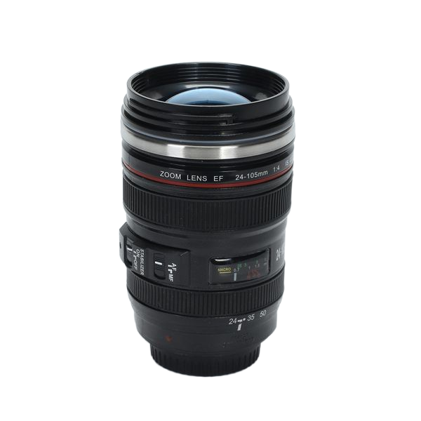 Novelty Camera Lens Shaped Mug - Stainless Steel Coffee Cup