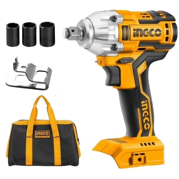 Ingco - Impact Wrench (Cordless), 3 x Sockets (17, 19, 21mm) and a Tool Bag
