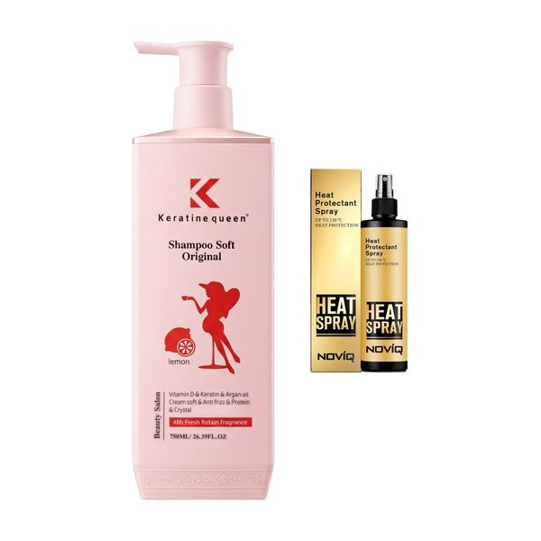 Keratin Vegan Shampoo 750ml - Argan - Protein + Noviq Heat Spray