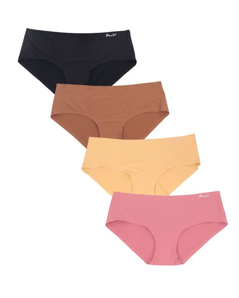 Women Seamless Underwear No Show Panties Soft Stretch Bikini Hipster Pack 4