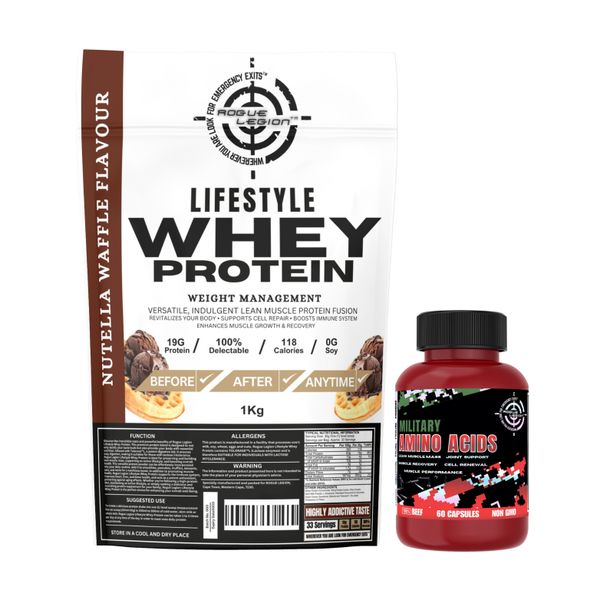 Rogue Legion Lifestyle Whey Protein-1kg-Nutella Waffle+Amino Acids 60's