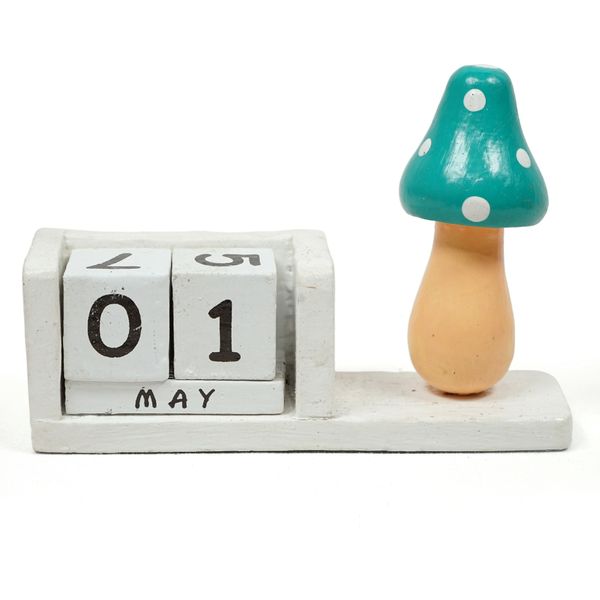 Wood Calendar Mushroom Ornament
