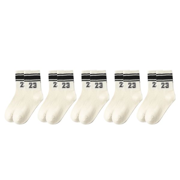 Soft Cotton Crew Socks for Kids Black White M