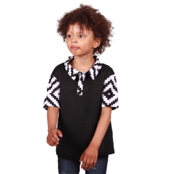 Kids Xhosa Puzzle Heritage Golf Shirt by Tribe Afrique