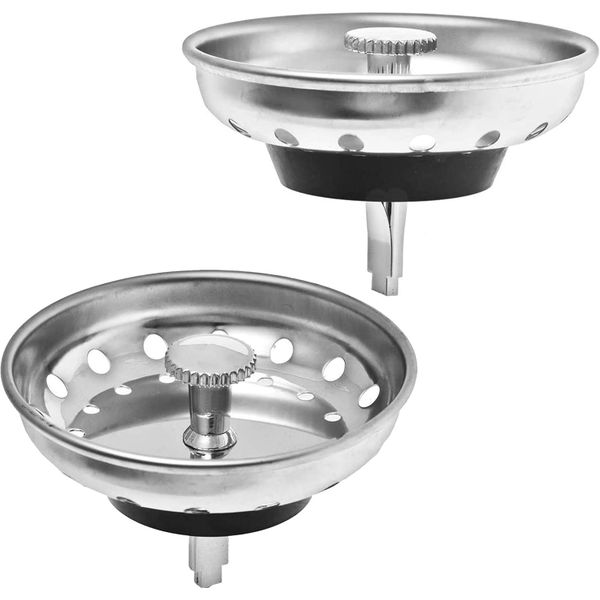 2 Pack Sink Strainer &amp; Stopper Combo - Stainless Steel 8.9cm