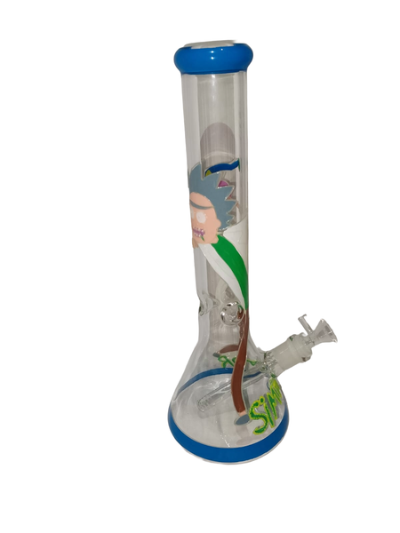 Glass Bong with Flared Base - Colour Print Tube Design