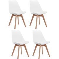 Dining Chairs Set - 4 Pack - Soft Padded Shell Chair with Wood Legs